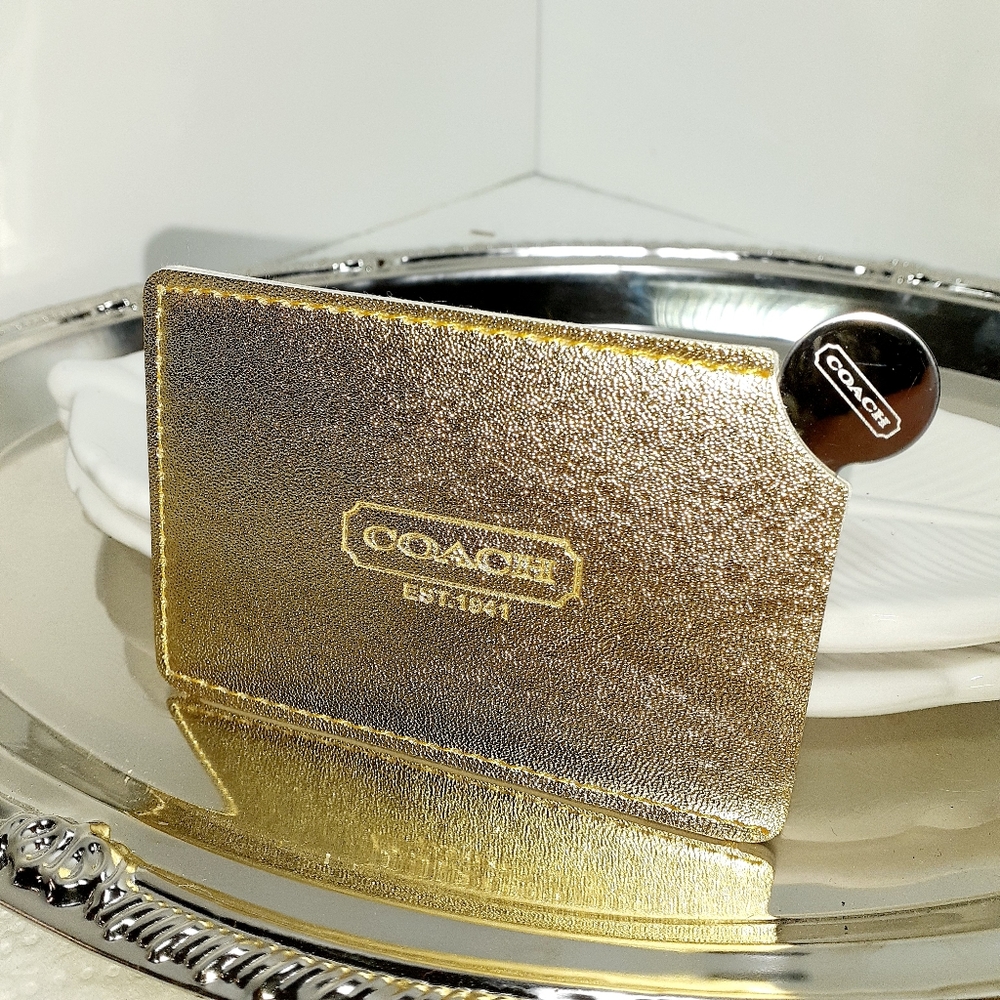 GOLD Leather Coach Mirror NWT